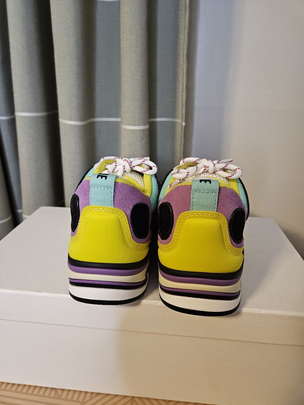 NEW Sandro Flame Leather Mesh Trainers Sneakers Parme Multicolor Casual - Picture 5 of 12